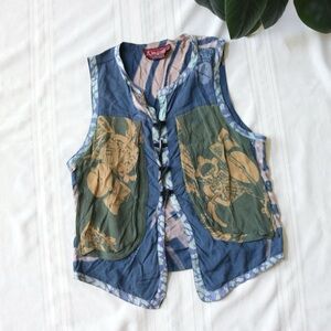 Kusnadi batik dyed boho style vest with toggle buttons